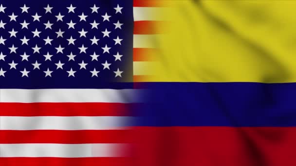 Vlag Van Verenigde Staten Colombia Verenigde Staten Colombia Gemengde Landen — Stockvideo