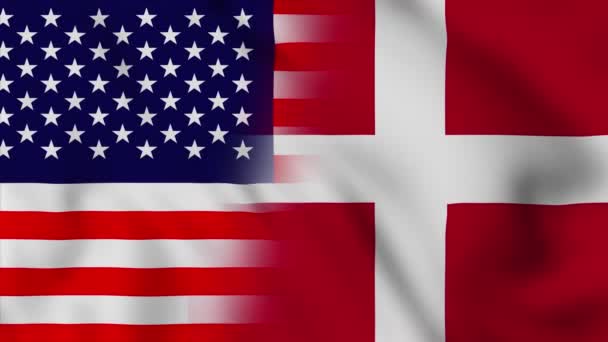Amerikas Förenta Stater Och Danmark Flaggar Usa Och Danmark Blandade — Stockvideo