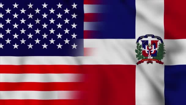 United States America Dominican Republic Flag Usa Dominican Republic Mixed — 图库视频影像