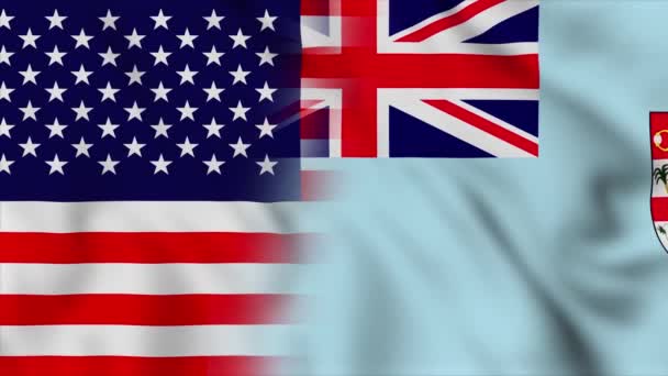 United States America Fiji Flag Usa Fiji Mixed Country Flags — Stockvideo