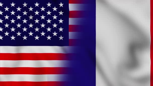 Vlag Van Verenigde Staten Frankrijk Verenigde Staten Frankrijk Gemengde Landen — Stockvideo