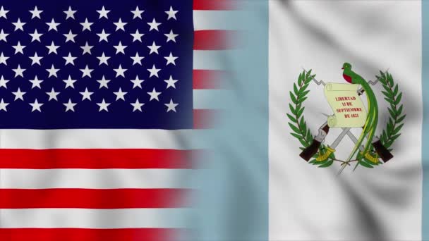 Vlajka Spojených Států Amerických Guatemaly Usa Guatemala Smíšené Vlajky Země — Stock video