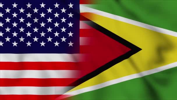 Σημαία Ηνωμένων Πολιτειών Αμερικής Και Γουιάνας Ηπα Και Γουιάνα Mixed — Αρχείο Βίντεο