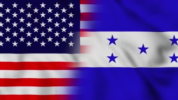 Flagge Der Vereinigten Staaten Von Amerika Und Honduras Die Usa — Stockvideo