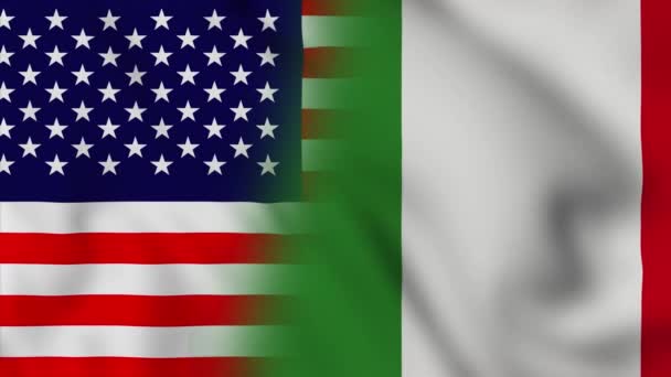 Σημαία Ηνωμένων Πολιτειών Αμερικής Και Ιταλίας Ηπα Και Ιταλία Σημαίες — Αρχείο Βίντεο