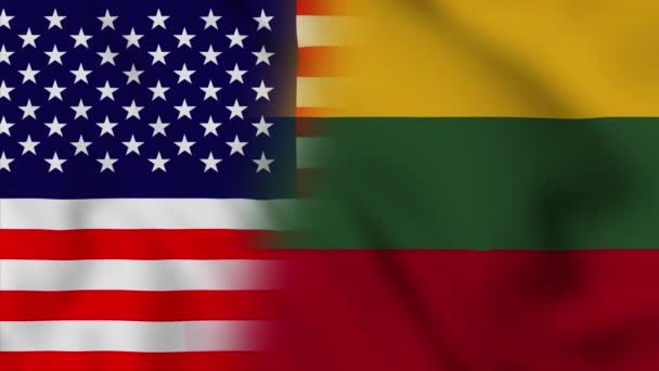 Bandera Los Estados Unidos América Lituania Estados Unidos Lituania Banderas — Vídeos de Stock