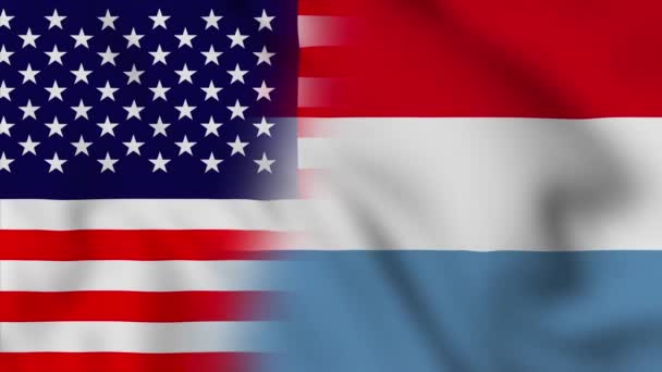 Vlag Van Verenigde Staten Luxemburg Verenigde Staten Luxemburg Gemengde Landen — Stockvideo