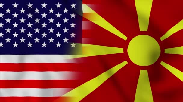 Σημαία Ηνωμένων Πολιτειών Αμερικής Και Μακεδονίας Ηπα Και Πγδμ Σημαίες — Αρχείο Βίντεο