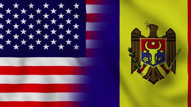 United States America Moldova Flag Usa Moldova Mixed Country Flags — Stockvideo