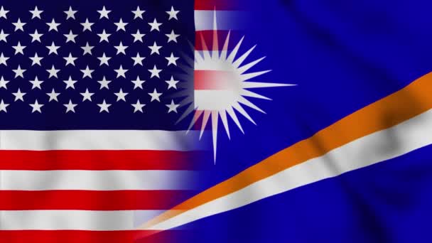 Vlag Van Verenigde Staten Van Amerika Marshall Eilanden Verenigde Staten — Stockvideo