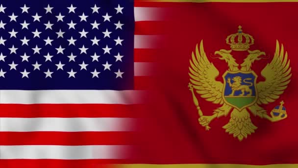 Vlag Van Verenigde Staten Montenegro Verenigde Staten Montenegro Gemengde Landen — Stockvideo