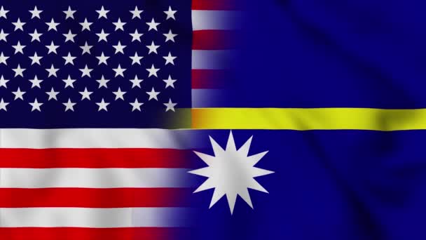 Gli Stati Uniti America Bandiera Nauru Usa Nauru Bandiere Paese — Video Stock
