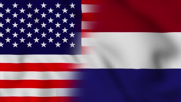 Vlag Van Verenigde Staten Nederland Verenigde Staten Nederland Gemengde Landen — Stockvideo