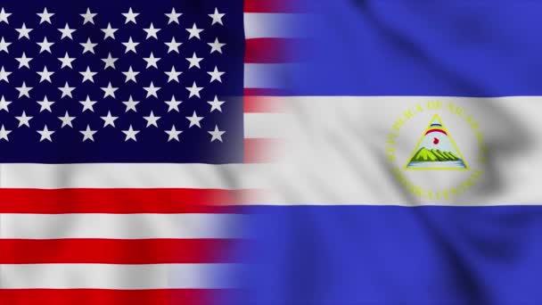 Amerikas Förenta Stater Och Nicaraguas Flagga Usa Och Nicaragua Blandade — Stockvideo