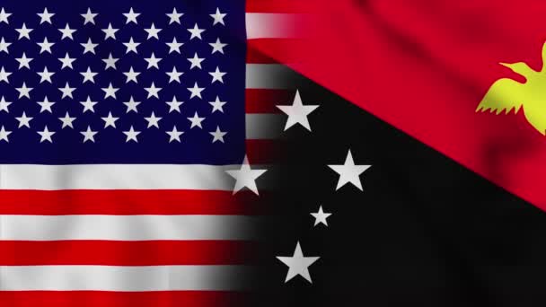 United States America Papua New Guinea Flag Usa Papua New — 图库视频影像