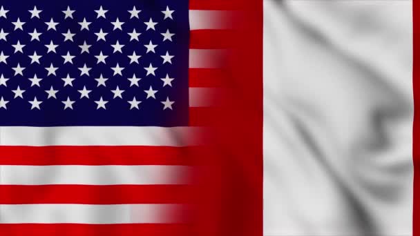 Σημαία Ηνωμένων Πολιτειών Αμερικής Και Περού Ηπα Και Περού Μικτές — Αρχείο Βίντεο