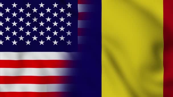 Drapeau Des États Unis Amérique Roumanie Etats Unis Roumanie Drapeaux — Video