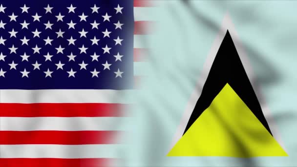 Stany Zjednoczone Ameryki Flaga Saint Lucia Usa Saint Lucia Mieszane — Wideo stockowe