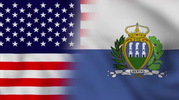 Los Estados Unidos América Bandera San Marino Estados Unidos San — Vídeos de Stock