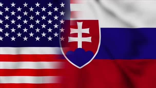 Amerika Birleşik Devletleri Slovakya Bayrağı Abd Slovakya Karışık Ülke Bayrakları — Stok video