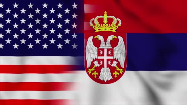 Bandera Los Estados Unidos América Serbia Estados Unidos Serbia Banderas — Vídeos de Stock