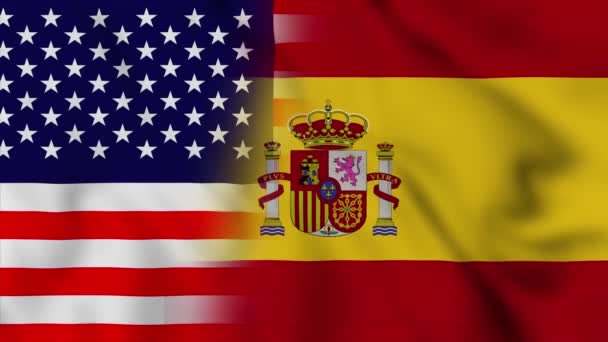 Amerika Birleşik Devletleri Spanya Bayrağı Abd Spanya Karışık Ülke Bayrakları — Stok video