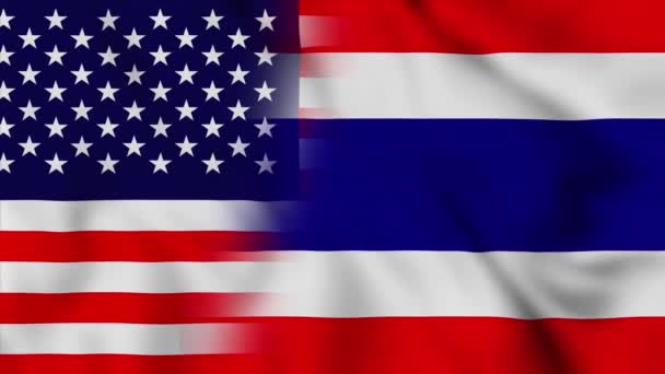 Flaga Stanów Zjednoczonych Ameryki Tajlandii Usa Tajlandia Mieszane Flagi Kraju — Wideo stockowe
