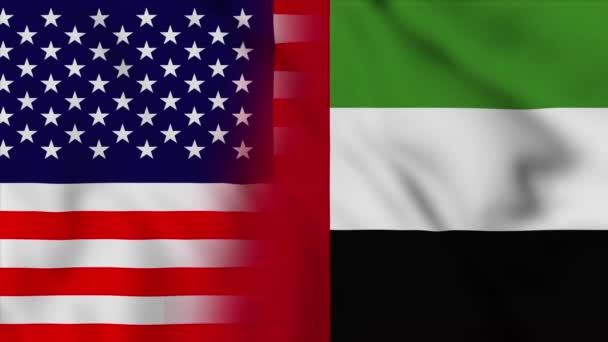 アメリカとアラブ首長国連邦の国旗 米国とアラブ首長国連邦混合国の国旗の動きループアニメーションの旗が閉じる吹いています フラグ Motion Loop — ストック動画