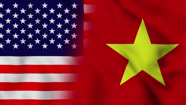 Сполучені Штати Америки Прапор Єтнаму Сша Єтнам Змішані Країни Відзначають — стокове відео