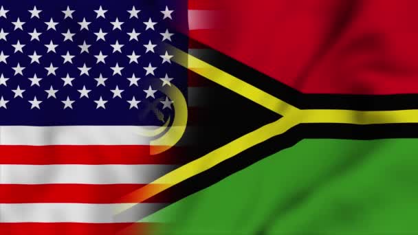 Los Estados Unidos América Bandera Vanuatu Estados Unidos Vanuatu Banderas — Vídeos de Stock