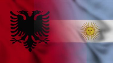 Arnavutluk ve Arjantin bayrak videosu. Arnavutluk ve Arjantin 'in Karışık Ülke bayrağı hareket döngüsü animasyon bayrağı dalgalanıyor. Bayraklar Hareketi Döngüsü HD.