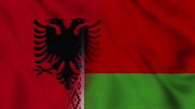  Arnavutluk ve Belarus bayrak videosu. Arnavutluk ve Belarus Karışık Ülke Bayrağı Kapanan Bayrak hareketinin bayrağını dalgalandırdı. Bayraklar Hareketi Döngüsü HD.