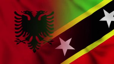 Arnavutluk ve Saint Kitts & Nevis bayrak videosu. Arnavutluk ve Saint Kitts & Nevis Karma Ülke bayrakları hareket döngüsü animasyonu Bayrak Yakından Dalgalanıyor. Bayraklar Hareketi Döngüsü HD.