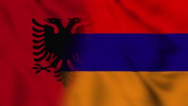 アルバニアとアルメニアの国旗ビデオ アルバニアとアルメニアミックスカントリーフラッグの動きループアニメーションフラグがクローズアップされます フラグ Motion Loop — ストック動画