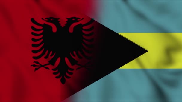 Arnavutluk Bahamalar Bayrak Videosu Arnavutluk Bahamalar Karışık Ülke Bayrakları Hareketli — Stok video