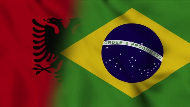 Arnavutluk Brezilya Bayrak Videosu Arnavutluk Brezilya Karışık Ülke Bayrakları Hareket — Stok video