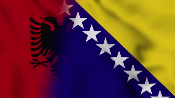 Σημαία Αλβανίας Και Βοσνίας Ερζεγοβίνης Αλβανία Και Βοσνία Ερζεγοβίνη Σημαίες — Αρχείο Βίντεο