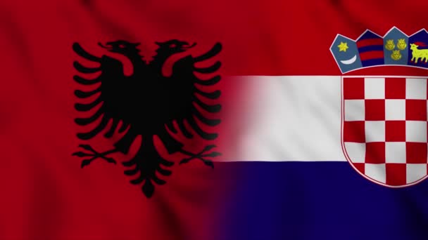 Albánie Chorvatsko Vlajkové Video Albánie Chorvatsko Smíšené Vlajky Zemí Pohybové — Stock video