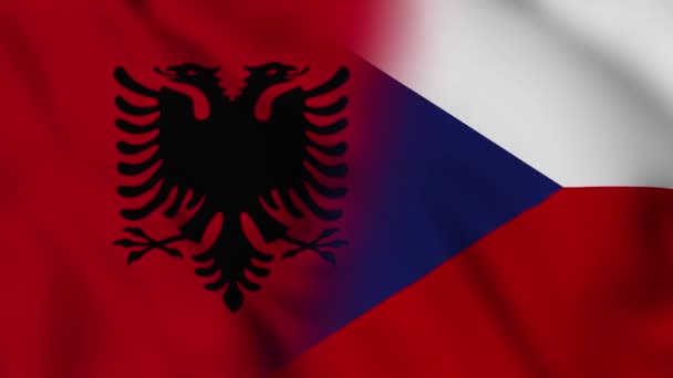 Arnavutluk Çek Bayrağı Videosu Arnavutluk Çek Karma Ülkesi Hareket Döngüsü — Stok video