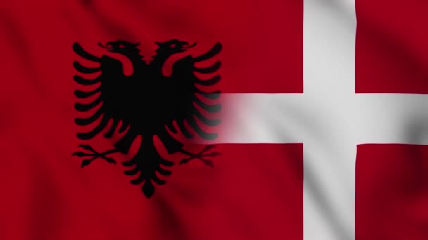 Albanië Denemarken Vlag Video Albanië Denemarken Gemengde Landen Vlaggen Motion — Stockvideo