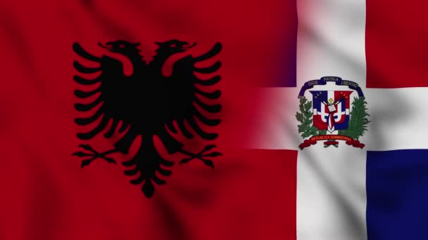 Video Bendera Republik Dominika Dan Albania Albania Dan Republik Dominika — Stok Video