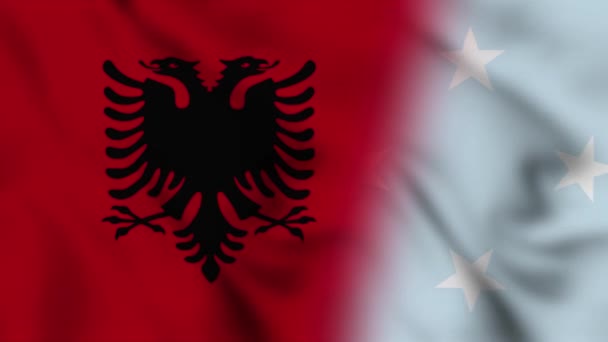 アルバニアとミクロネシア連邦の国旗のビデオ アルバニアとミクロネシア連邦混合カントリーフラッグの動きループアニメーションフラグがクローズアップされます フラグ Motion Loop — ストック動画
