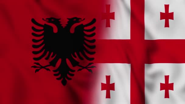 Albánie Georgia Vlajkové Video Albánie Gruzie Smíšené Země Vlajky Pohybu — Stock video