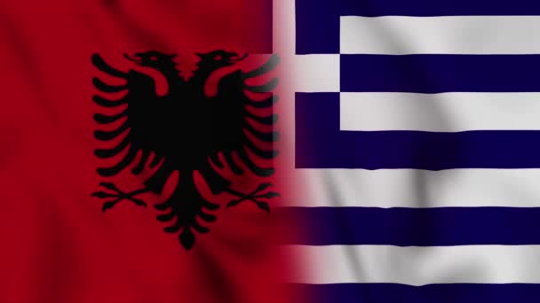 Albánie Řecko Vlajkové Video Albánie Řecko Smíšené Vlajky Zemí Pohybové — Stock video