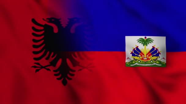 Albania Haiti Flag Video Albania Haiti Mixed Country Flags Motion — Stock Video
