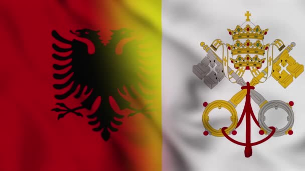 Albania Holy See Flag Video Albania Holy See Mixed Country — Vídeo de Stock