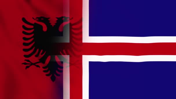 Video Bendera Albania Dan Islandia Albania Dan Islandia Mixed Country — Stok Video