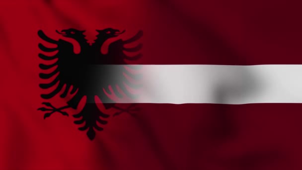 アルバニアとラトビアの国旗ビデオ アルバニアとラトビアミックスカントリーフラッグの動きループアニメーションフラグがクローズアップされます フラグ Motion Loop — ストック動画