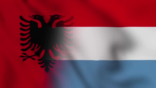 アルバニアとルクセンブルクのフラグビデオ アルバニアとルクセンブルク混合国の国旗の動きループアニメーションの旗が閉じて吹いています フラグ Motion Loop — ストック動画