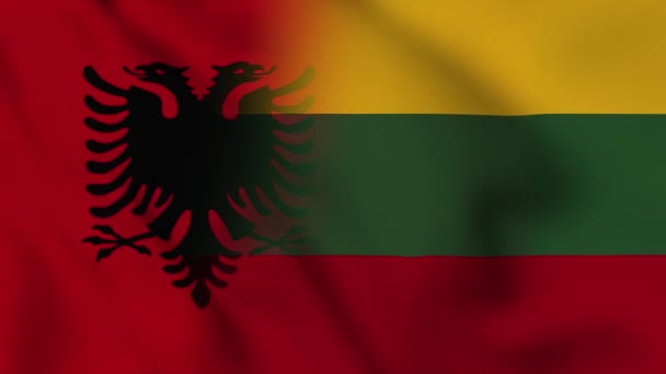 Video Bendera Albania Dan Lithuania Albania Dan Lithuania Mixed Country — Stok Video